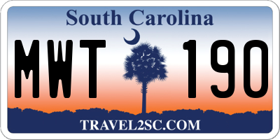 SC license plate MWT190