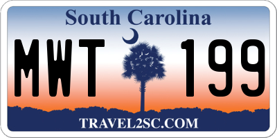 SC license plate MWT199