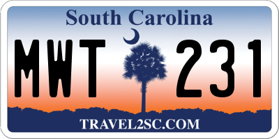 SC license plate MWT231