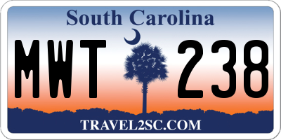 SC license plate MWT238