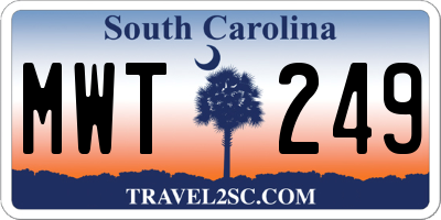 SC license plate MWT249