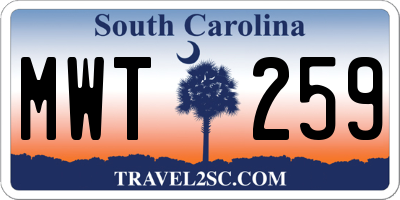 SC license plate MWT259