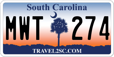 SC license plate MWT274