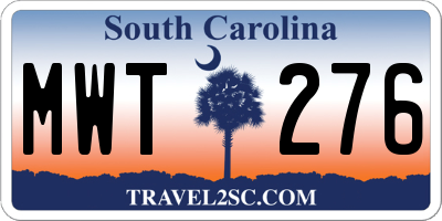 SC license plate MWT276