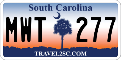 SC license plate MWT277