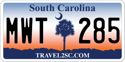 SC license plate MWT285