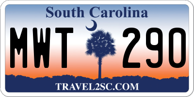 SC license plate MWT290