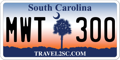 SC license plate MWT300