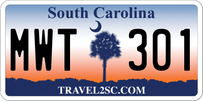 SC license plate MWT301