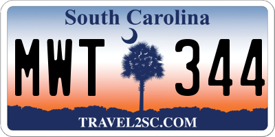 SC license plate MWT344