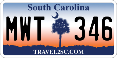 SC license plate MWT346