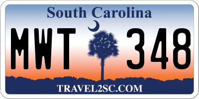 SC license plate MWT348