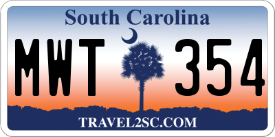 SC license plate MWT354