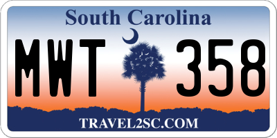 SC license plate MWT358