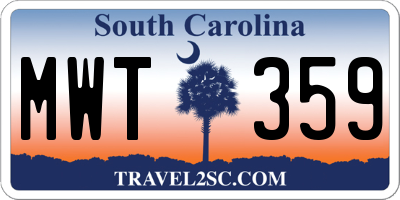 SC license plate MWT359
