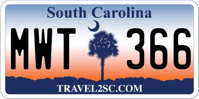 SC license plate MWT366