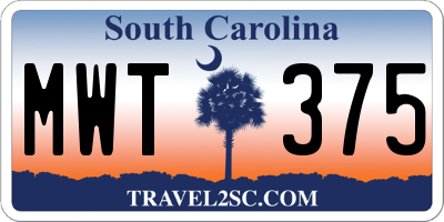 SC license plate MWT375