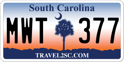 SC license plate MWT377