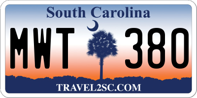 SC license plate MWT380