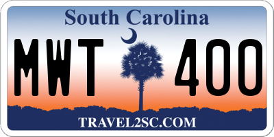 SC license plate MWT400