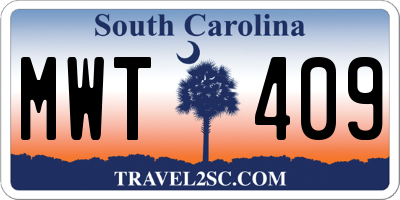 SC license plate MWT409