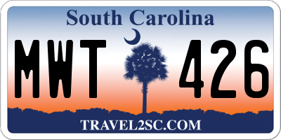SC license plate MWT426
