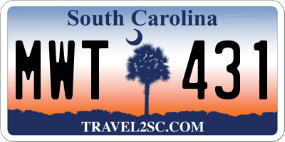 SC license plate MWT431
