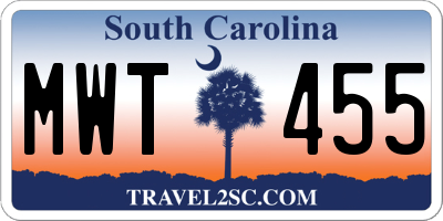SC license plate MWT455