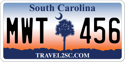 SC license plate MWT456