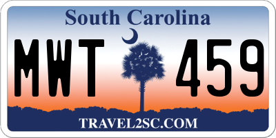 SC license plate MWT459