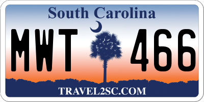 SC license plate MWT466