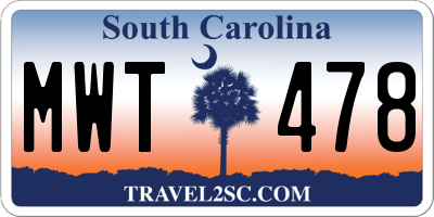 SC license plate MWT478