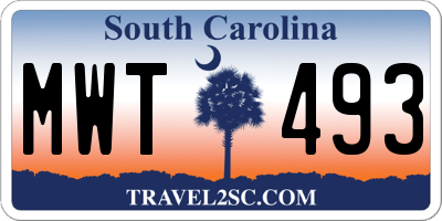 SC license plate MWT493