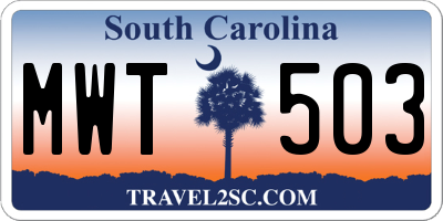 SC license plate MWT503