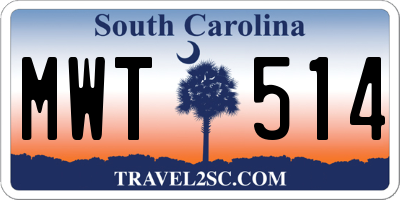 SC license plate MWT514