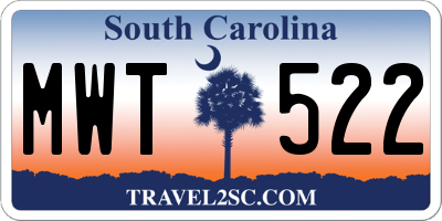 SC license plate MWT522