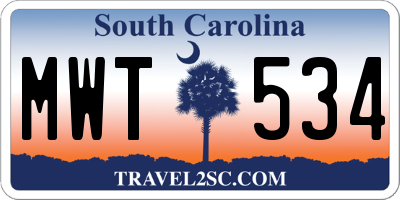 SC license plate MWT534