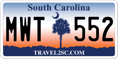 SC license plate MWT552