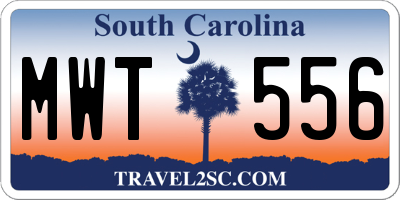 SC license plate MWT556