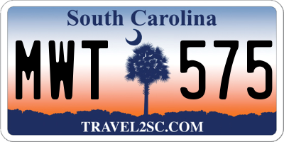 SC license plate MWT575