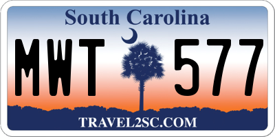 SC license plate MWT577