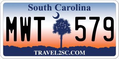 SC license plate MWT579
