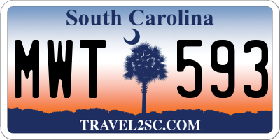 SC license plate MWT593