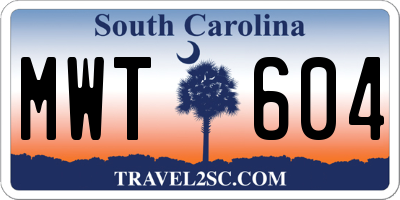 SC license plate MWT604