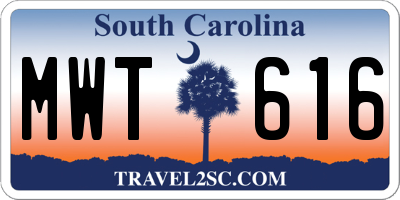 SC license plate MWT616