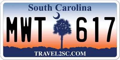 SC license plate MWT617