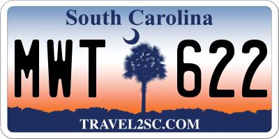 SC license plate MWT622