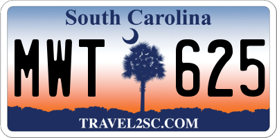 SC license plate MWT625