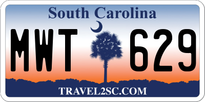 SC license plate MWT629