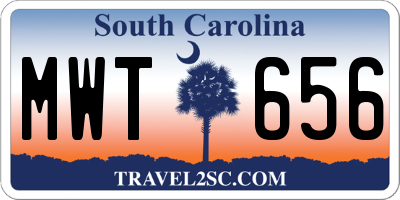 SC license plate MWT656